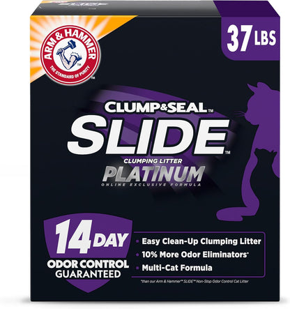 Platinum Multi-Cat Clumping Cat Litter, 14-Day Odor Control, EZ Clean Technology, 37 lbs – No Scrubbing, Powerful Odor