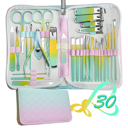 Manicure Set 30 in 1 Nail Clipper set, nail clippers, fingernail & toenail clippers, Manicure Tools, pedicure tools, Suitable for Travel Manicure Kit, Nail Set Kit With Everything