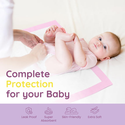 Disposable Changing Pads for Baby (110 Pack) | 13" x 18" Pink Disposable Diaper Changing Pad Liners | Super Absorbent, Leak-Proof | Waterproof, Quick Dry Underpads