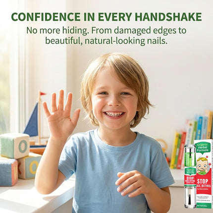 Nail Biting Treatment for Kids, 2 in 1 Nail Biting Prevention, Stop Thumb Sucking Prevention, Plant Bitter Nails Polish to Discourage Chewing, Bitter Taste Deterrent with Nourishing, 10 ML