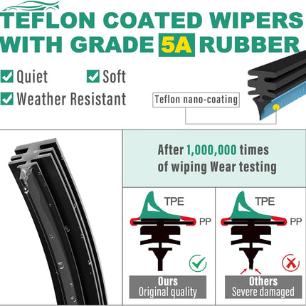 16" 16" 12" Windshield Wiper Blades Replacement for Jeep Wrangler JL 2018 2019 2020 2021 2022 2023 Premium All Weather Front Rear Wipers Set - OEM Quality (Pack of 3)
