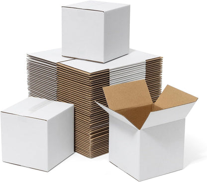 4x4x4 White Corrugated Shipping Boxes, 50 Pack