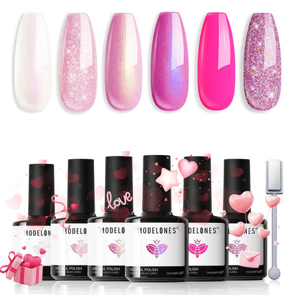 Nude Gel Nail Polish Set 6Colors Pink Milky White Brown