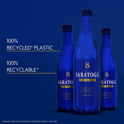 Saratoga Sparkling Water Bottles, 6-Pack – Carbonated Spring Bottled Water – Recycled PET Plastic Bottles – 16 Fl Oz