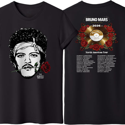 North America Romantic Tour 2026 Tshirt, RNB Fans Graphic Shirt, Bruno Fans Concert Outfit, Unisex Adult S – 2XL