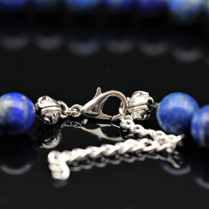 Natural Gemstone Beaded Choker Necklace | 8mm Handmade Adjustable Jewelry for Men & Women | Chakra Balancing Crystal Necklace | Spiritual Gift | Macrame Cord with Extender