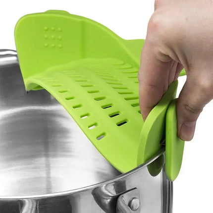 Universal Silicone Strainer Clip color options - BPA-free kitchen straining tool