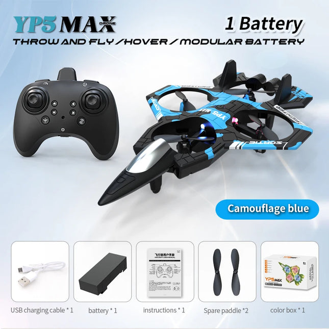 RC Foam Fighter Drone packaging box with included accessories and parts