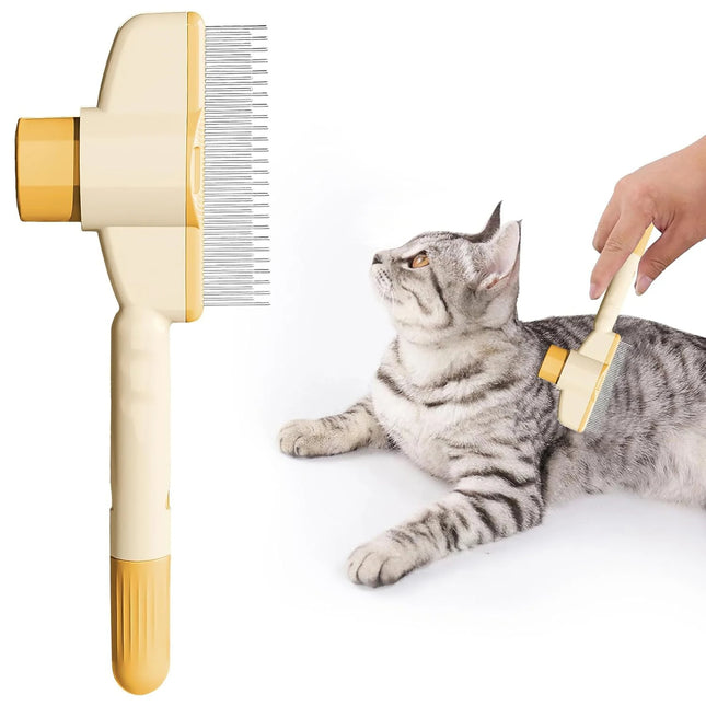 Pet flea comb with captured flea debris shown on white background