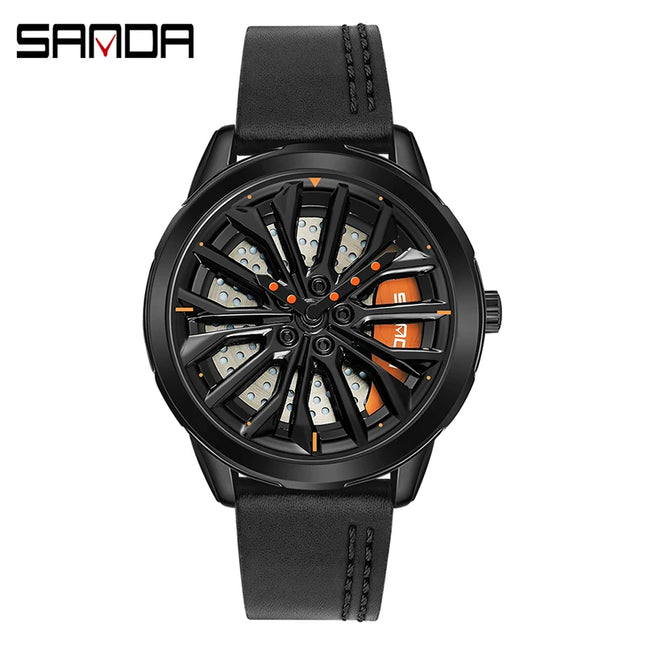 Rim Watch angled view displaying crown, case edges, and lug design