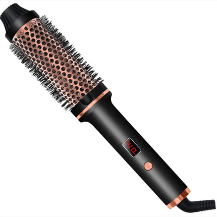 Ceramic hair curler brush full product view with 360-degree swivel cord