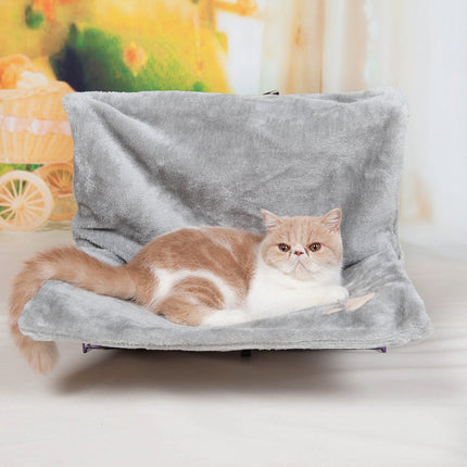 Cat hanging bed installation view showing secure wall bracket setup