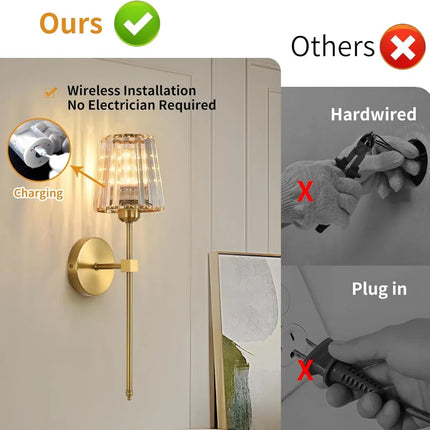 LED RGB Rechargeable Wall Lamp showing warm white and color modes