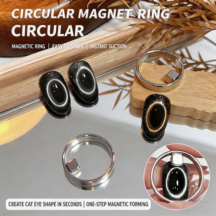 2026 New Ring Shaped Cat Eye Magnets for Nails, 3-in-1 Hollow Circular Magnet Tool for French Heart Wide Beam Design, DIY Gel Art Manicure Kit (2 Pcs)