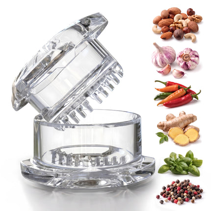 Garlic Twister 4th Gen, clear manual garlic mincer for ginger, herbs and nuts