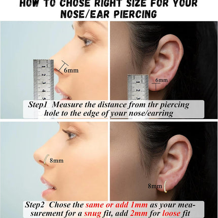 SmileBelle 14K Gold Hinged Nose Rings Hoop for Women 20G, 316L Surgical Steel Clicker Septum Ring, Hoop Huggie Earring for Upper Lobe Cartilage Helix Piercing Jewelry (8mm, 6mm,10mm)