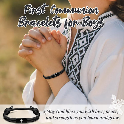 First Communion Gifts for Girls Boys, Cute Cross Bracelet as 1st Communion Favors Holy Religious Jewelry - photo 2