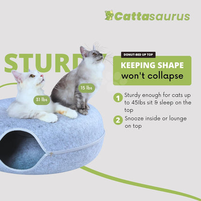 Jumbo Light Gray 3-in-1 Peekaboo Cat Cave Donut Bed - photo 3
