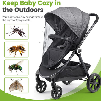 Orzbow 3 Pack Mosquito Net for Stroller | Universal Baby Mosquito Net for Strollers, Car Seats, Bassinets, Cradles, Playards, Pack N Plays and Mini Cribs, Baby Summer Travel Essentials, Black