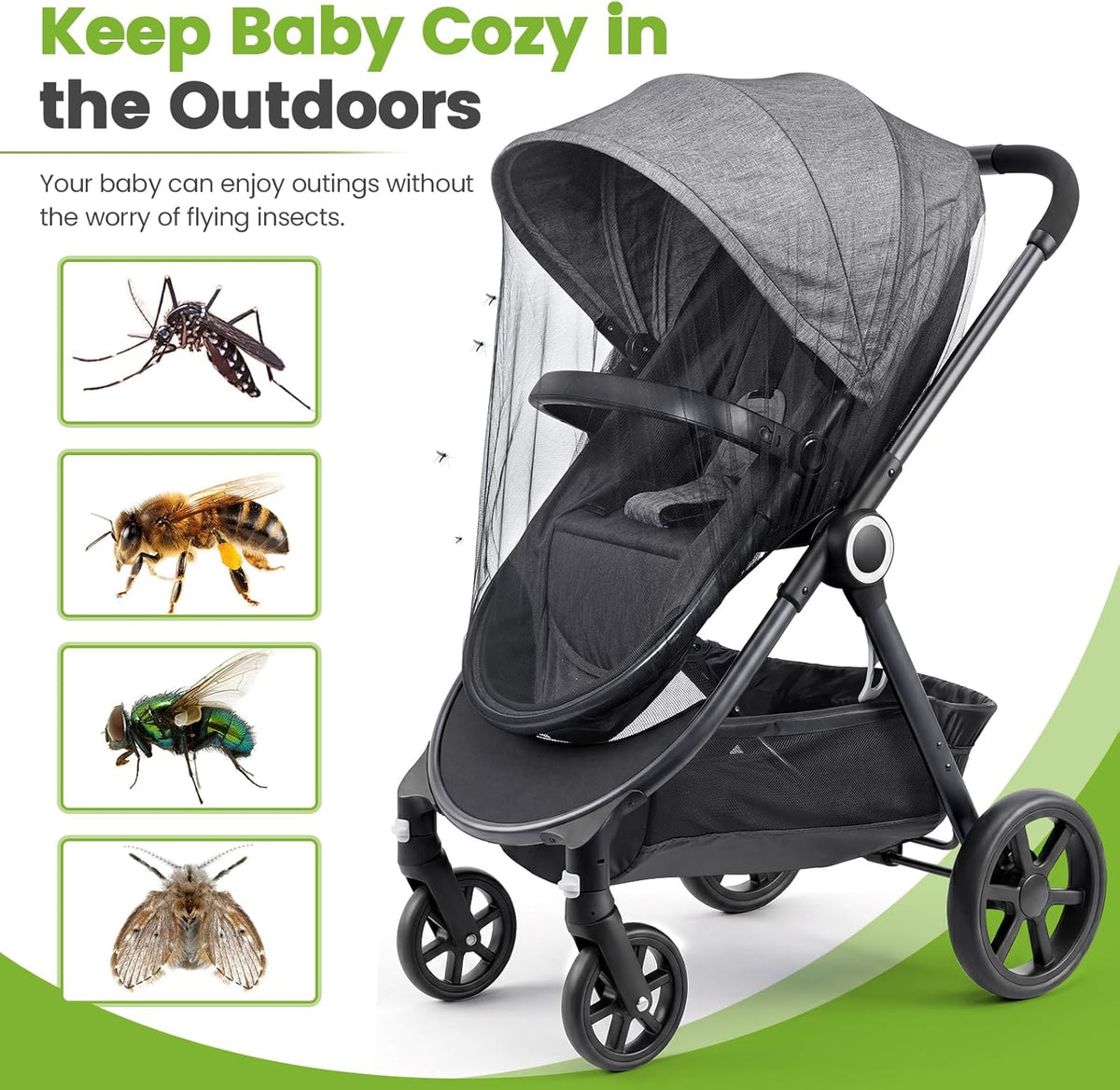 3-Pack Universal Black Baby Mosquito Netting - photo 4