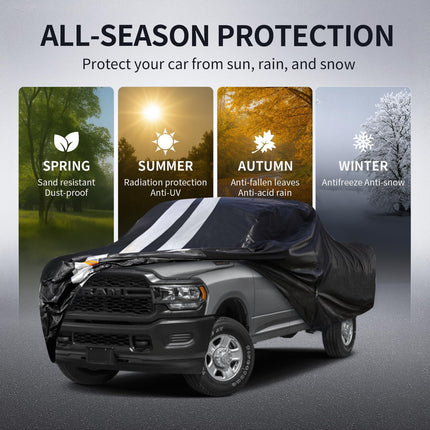 Ram 2500/3500 Truck Cover Custom Fit 2019-2026 Crew/Mega Cab Short Bed(6.4') with Door Zipper, 10 Layers Outdoor Heavy Pickup Truck Cover Waterproof All Weather, Wind Dust Sun Protector.