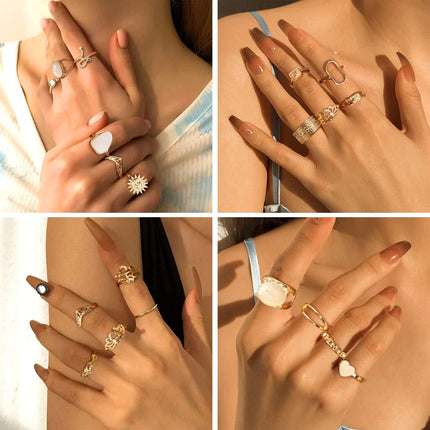 70 Pcs Vintage Crystal Ring Set for Women, Stackable Knuckle Rings - photo 7