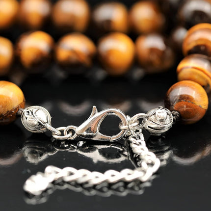 Natural Gemstone Beaded Choker Necklace | 8mm Handmade Adjustable Jewelry for Men & Women | Chakra Balancing Crystal Necklace | Spiritual Gift | Macrame Cord with Extender