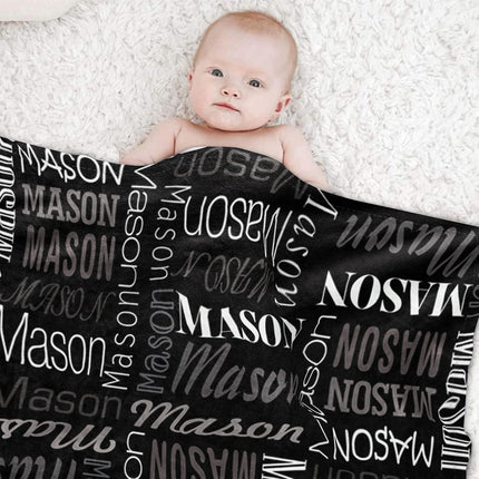 Ship Next Day, Personalized Baby Blankets for Baby Boys Girls, Kids Custom Name Blanket for Newborn Toddler Teen Adult, Monogram Daycare Receiving Throw Moms Gifts(30"x40") Black