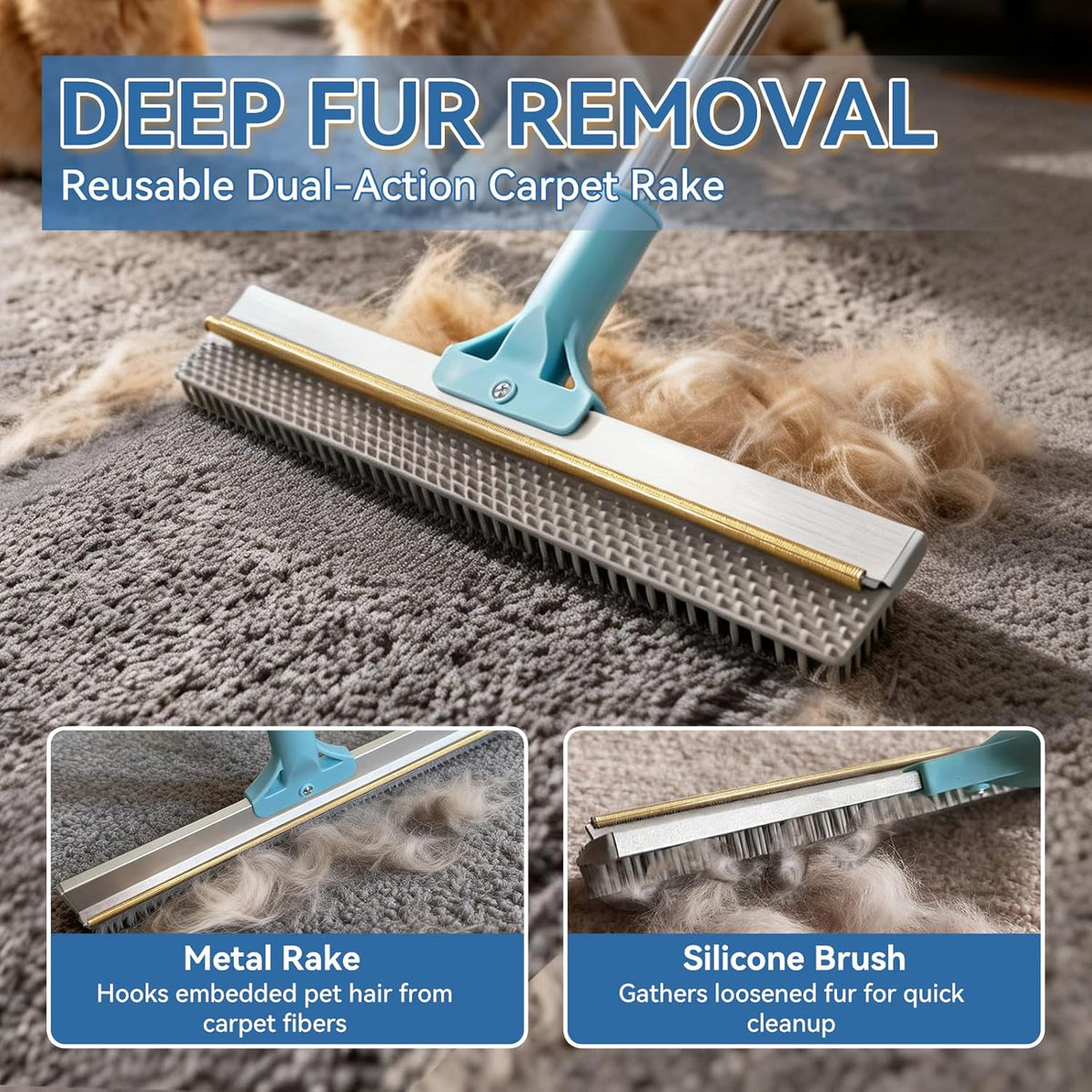 Carpet Rake for Pet Hair Removal - photo 2