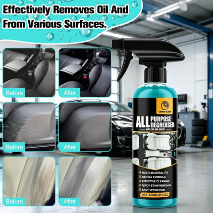 2Pcs All Purpose Degreaser for Car and House, Lemon Scent Mulit Heavy-Duty Cleaning Spray, Car and House Multi-purpose Cleaning Spray, Quick Stain Removal For Cars Kitchen Bathroom