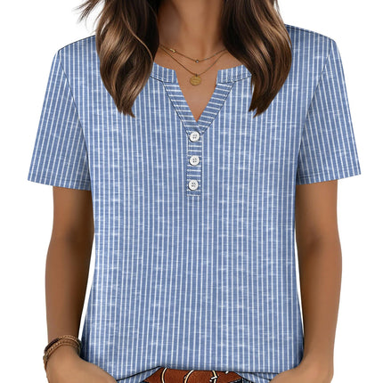 Blusas de verano para mujer con cuello V y manga corta, elegantes y casuales