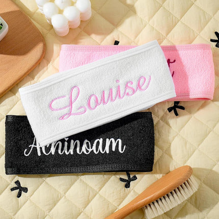 Personalized Spa Headband for Women, Custom Embroidered Name Facial Headband, Adjustable Terry Cloth Face Wash Makeup Head Wrap, Skincare Shower Gift