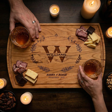 Personalized Cutting Board | Custom Engraved Wood Charcuterie Board for Wedding, Anniversary & Housewarming | Gift for Couples, Parents & Family