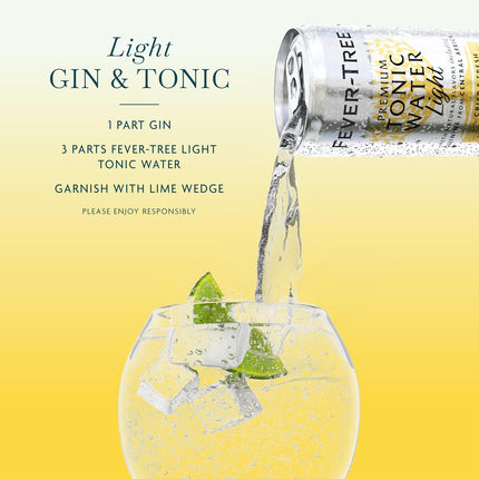 Fever-Tree Light Tonic Water – Premium Low-Calorie Mixer for Cocktails and Mocktails, 24 x 5.1 Cans – Naturally Sourced, Non-GMO