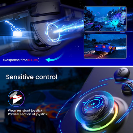 Switch Controllers for Nintendo Switch/OLED Controller, Full-Size Switch Joy-pad for Better Handheld Mode, Switch Accessories Wireless Pro Controller with RGB Light/Battery/Turbo/Macro/4 Game Slot