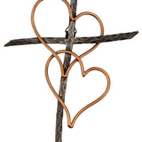 Entwined Hearts Decorative Metal Wall Cross - Joined Two Hearts, One Love Promises Kept