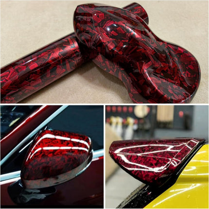 LZLRUN Forged Gloss Carbon Fiber Red Vinyl Wrap Roll Air Release Sticker Sheet Film DIY Decal Car Auto Vehicle Morotcycle Self Adhesive - 1ft x 3.5ft
