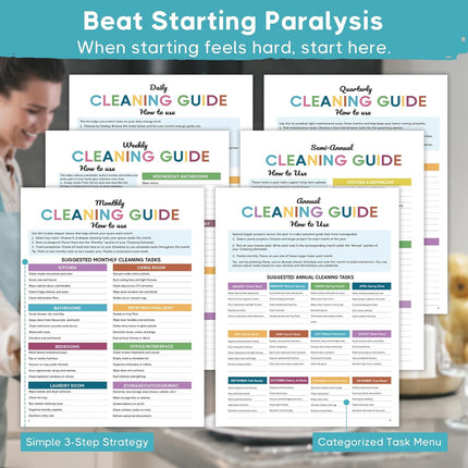 ADHD Cleaning Planner for Adults - Blue Cover Edition. Undated Daily Weekly Monthly Quarterly Yearly Chore Tracker Checklist. Wipe-Clean PVC Spiral Notebook for Home Management & Family Routine Tasks