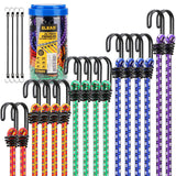 Bungee Cords Heavy Duty Outdoor: 20 Pcs Rubber Bungee Cords with Hooks in a Storage Jar Includes 10", 18", 24", 30", 36", 48" Bungee Cord for Camping, Tent, Fastening Items