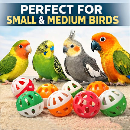 15 Pack Bird Jingle Balls Toy 3.8 cm 1.5 in Colorful Parrot Toy Balls with Bell Inside Interactive Bird Cage Toys for Parakeet Cockatiel Lovebird Small Birds