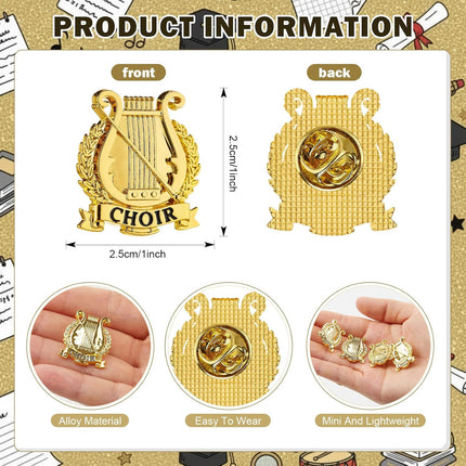 Sureio 30 Set Choir Lapel Pins Bulk 2026 Graduation Souvenir Gifts Gold School Award Badges 1 Inch with Card, Organza Bag for Student Teacher Congrat Grad Party