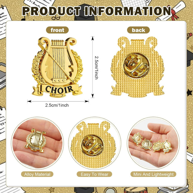 30 Set Choir Lapel Pins Bulk 2026 Graduation Souvenir Gifts Gold