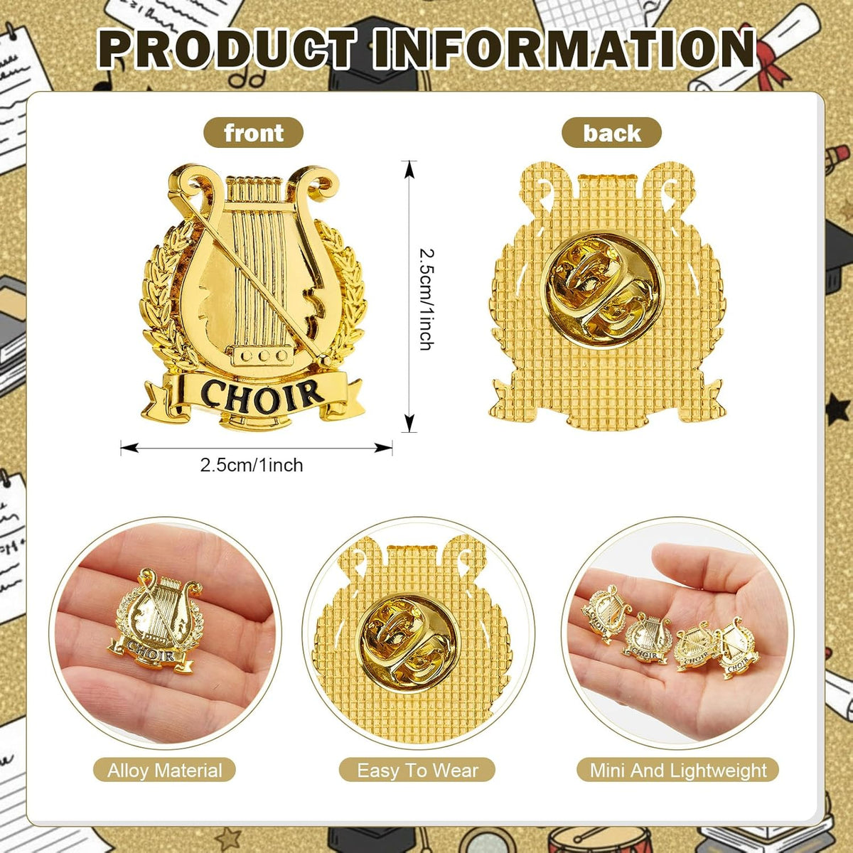 30 Set Choir Lapel Pins Bulk 2026 Graduation Souvenir Gifts Gold - photo 2