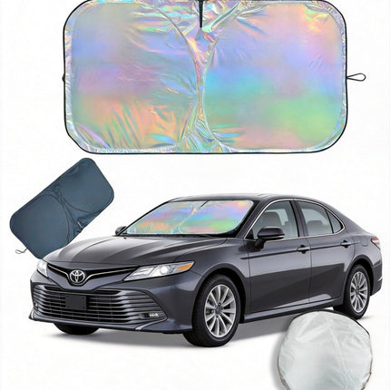 Parasoles para parabrisas de auto: parasoles plegables para ventana de auto, visera solar reflectante 210T con bloqueo UV, mantiene el vehículo fresco en el calor del verano, ajuste universal para autos, SUVs y camionetas, fácil de instalar y guardar