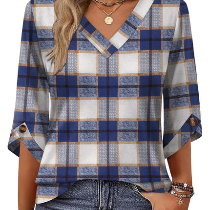 3/4 Length Sleeve Womens Tops Dressy Casual Blouses V Neck T Shirts Summer Tops Spring Outfits Loose Fit