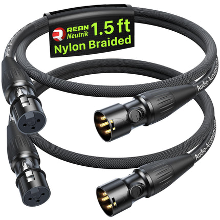 XLR Cables 10ft, Neutrik REAN Connectors, Dual Shielded