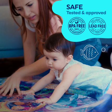 Tummy Time Water Mat, Extra Large Multi-Stage Activity Center, Inflatable Playmat Visual Stimulation Gift Infants Toddlers Boys Girls