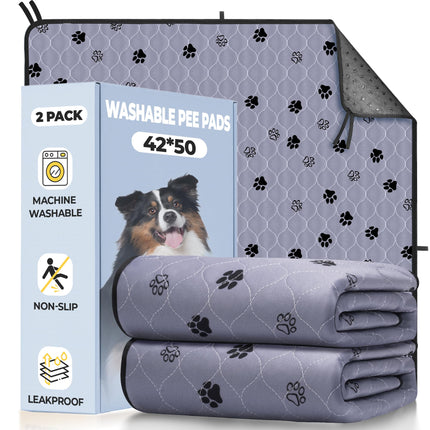 Washable Pee Pads for Dogs, Ultra-Absorbent, 2 Pack 36"x41" Gray