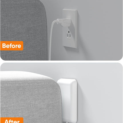Olcorife Flat Outlet Extender with Cover, Flat Plug Power Strip with 6 AC Outlets, 2000 Joules Surge Protector, 3FT Flat Extension Cord, Home Office Travel Dorm Room Essentials