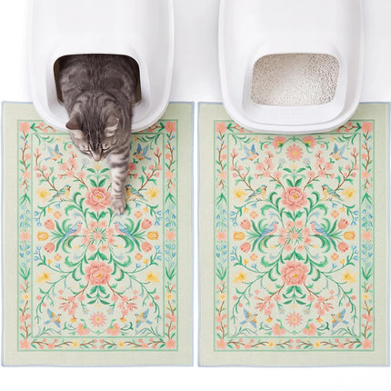 Cat Litter Mat, 2 Pack 33" x 22" Machine Washable for Litter Boxes